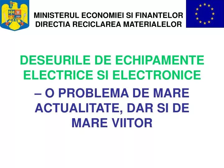 ministerul economiei si finantelor directia reciclarea materialelor