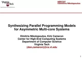 Synthesizing Parallel Programming Models for Asymmetric Multi-core Systems