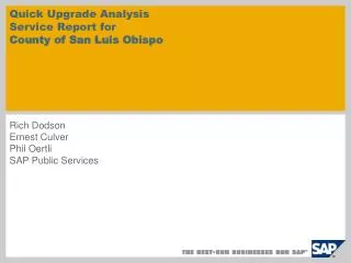 Quick Upgrade Analysis Service Report for County of San Luis Obispo