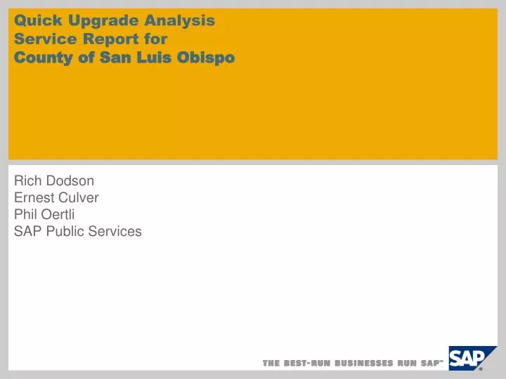 quick upgrade analysis service report for county of san luis obispo