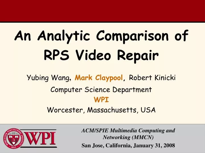 an analytic comparison of rps video repair