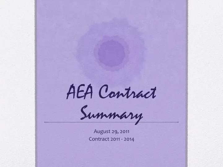 aea contract summary
