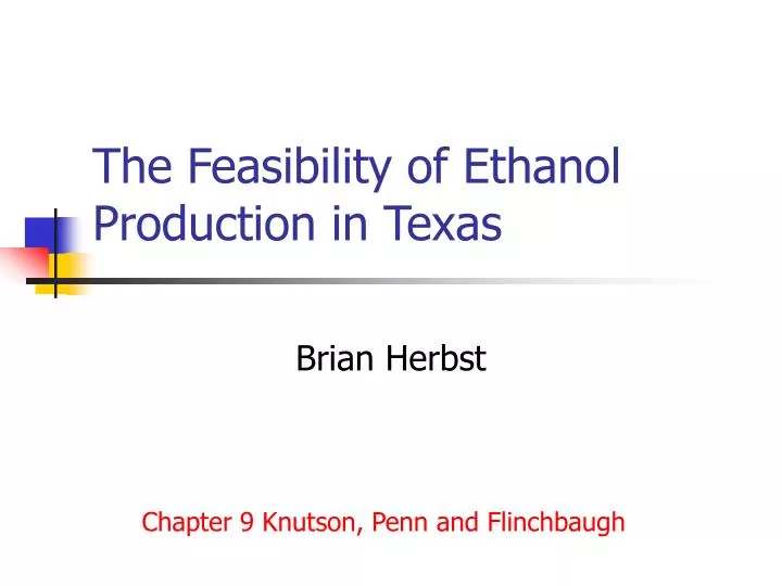 the feasibility of ethanol production in texas
