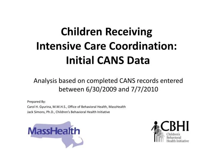 children receiving intensive care coordination initial cans data