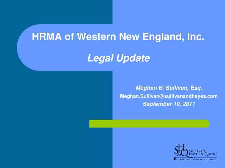 hrma of western new england inc legal update