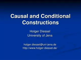 Causal and Conditional Constructions