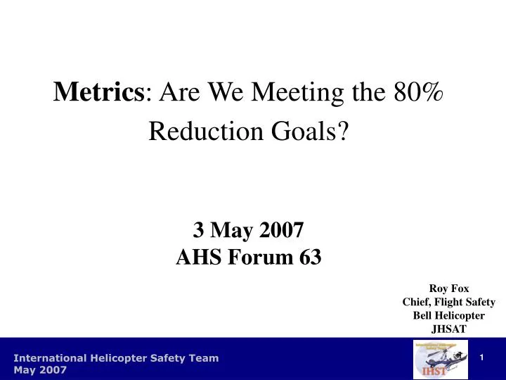 metrics are we meeting the 80 reduction goals 3 may 2007 ahs forum 63