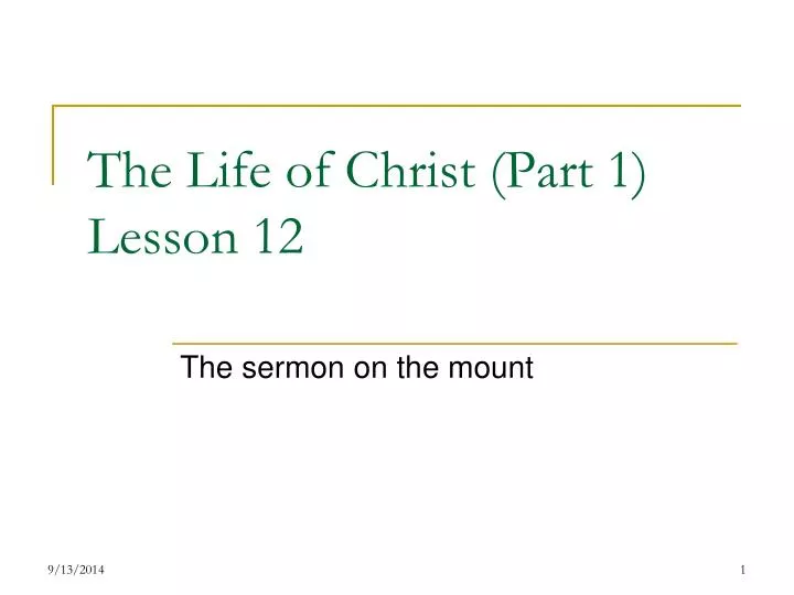 the life of christ part 1 lesson 12