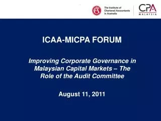 ICAA-MICPA FORUM