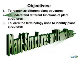 Objectives: To recognize different plant structures