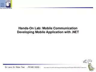 Hands-On Lab: Mobile Communication Developing Mobile Application with .NET