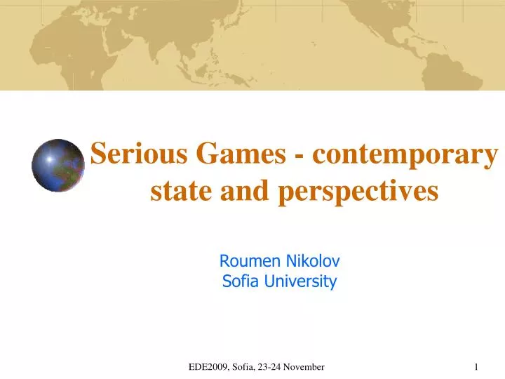 serious games c ontemporary state and perspectives