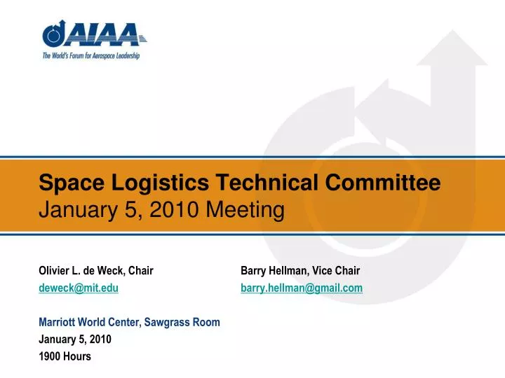 space logistics technical committee january 5 2010 meeting
