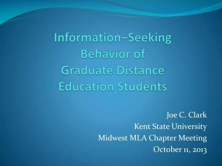 information seeking behavior of graduate distance education students