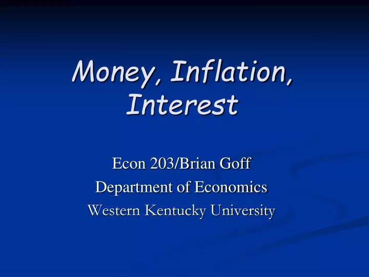 money inflation interest