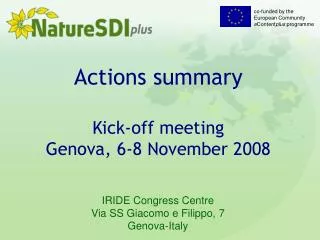 Actions summary Kick-off meeting Genova, 6-8 November 2008