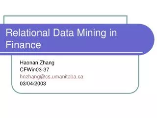 Relational Data Mining in Finance