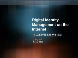 Digital Identity Management on the Internet