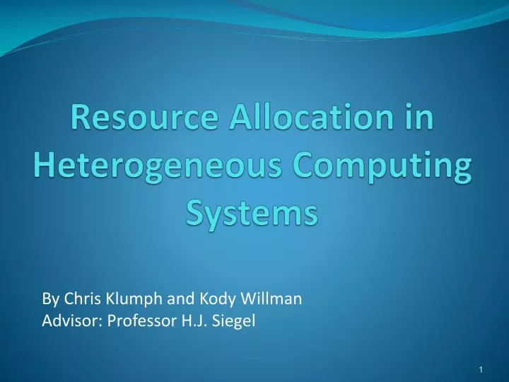 resource allocation in heterogeneous computing systems