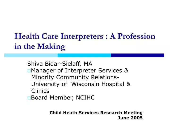 health care interpreters a profession in the making