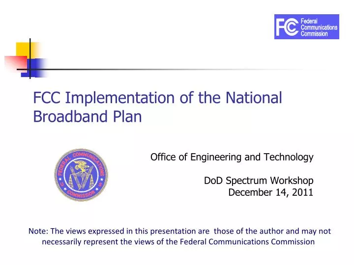 fcc implementation of the national broadband plan