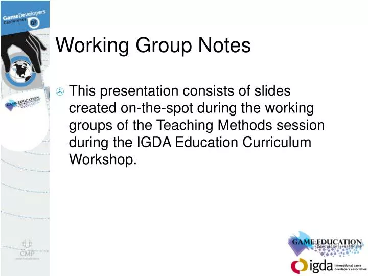 working group notes