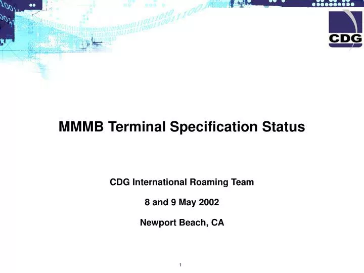 mmmb terminal specification status