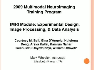 2009 Multimodal Neuroimaging Training Program