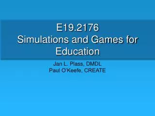 E19.2176 Simulations and Games for Education