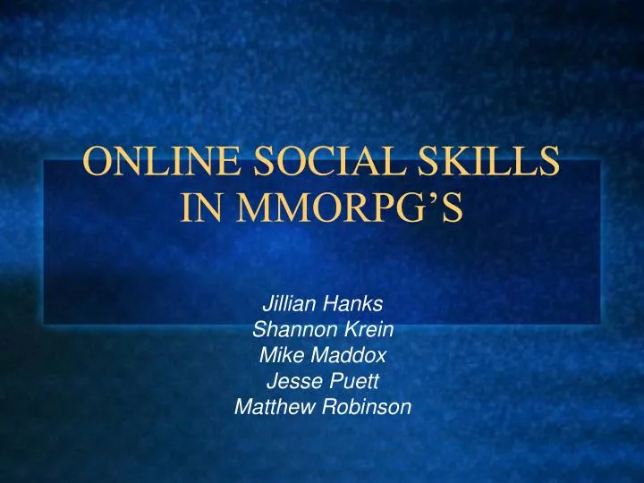online social skills in mmorpg s