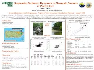 Suspended Sediment Dynamics in Mountain Streams of Puerto Rico