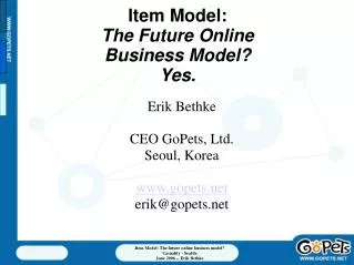 Item Model: The Future Online Business Model? Yes.
