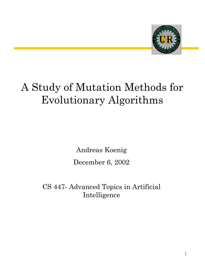 a study of mutation methods for evolutionary algorithms