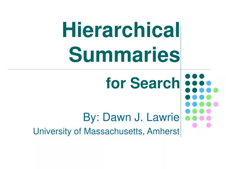 hierarchical summaries