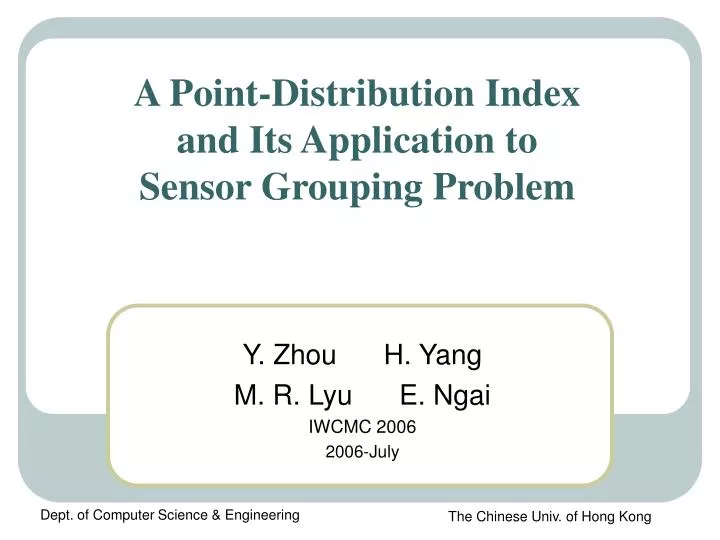 a point distribution index and its application to sensor grouping problem