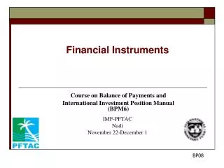 Financial Instruments Course on Balance of Payments and