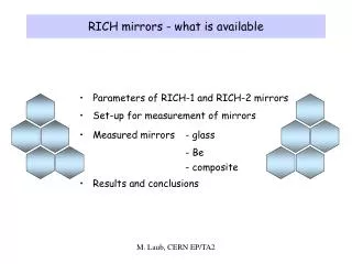 RICH mirrors - what is available