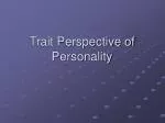 Trait Perspective of Personality