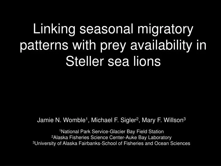 linking seasonal migratory patterns with prey availability in steller sea lions