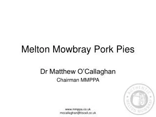 Melton Mowbray Pork Pies
