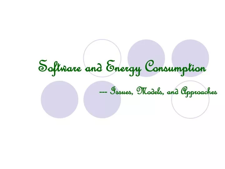 software and energy consumption
