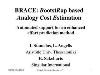 BRACE: B ootst R ap based A nalogy C ost E stimation