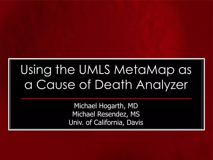 using the umls metamap as a cause of death analyzer