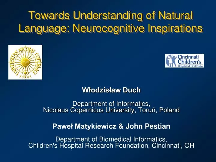 towards understanding of natural language neurocognitive inspirations