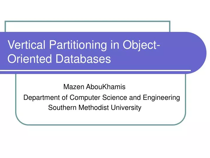 vertical partitioning in object oriented databases