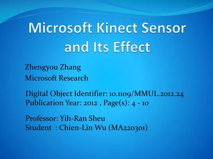 microsoft kinect sensor and its effect