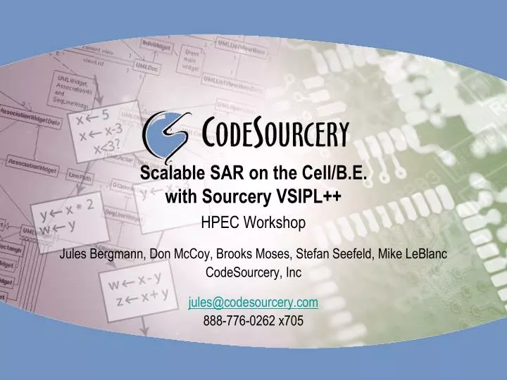 scalable sar on the cell b e with sourcery vsipl