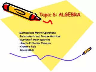 Topic 6: ALGEBRA