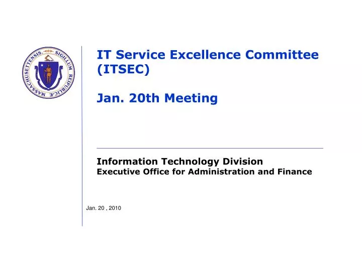 it service excellence committee itsec jan 20th meeting