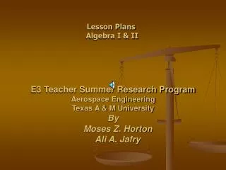 Lesson Plans Algebra I &amp; II